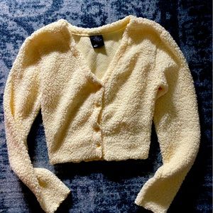 Wave Yellow Fleece crop cardigan XS